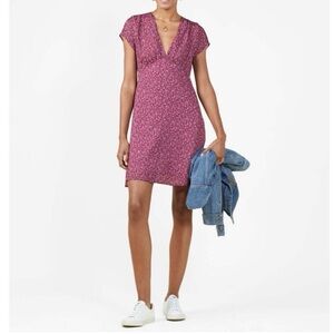 Outerknown juniper V neck dress purple floral